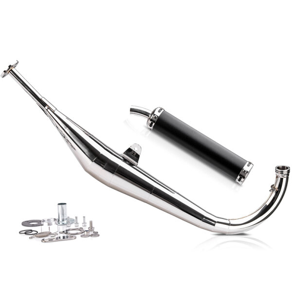 Rennauspuff 60-100ccm inkl. Endschalldämpfer Edelstahl poliert Motegra