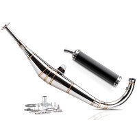 Rennauspuff 60-100ccm inkl. Endschalldämpfer Edelstahl Goldene Nähte Motegra