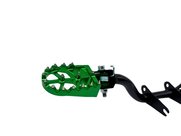 Fußrastenträger Cross mit CNC Klappfußrasten, für Simson S50, S51, S70 - Grün